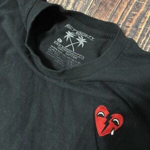 Riot Society Broken Heart Men's Black T-Shirt Size Large